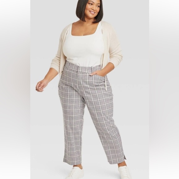 Ava & Viv Pants - Ava & Viv cream plaid ankle pants, size 18, NWT.